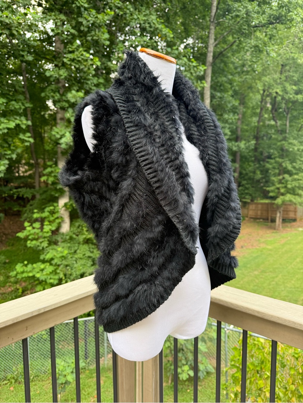 Love Token Black Faux Fur Open Drape Vest size XS